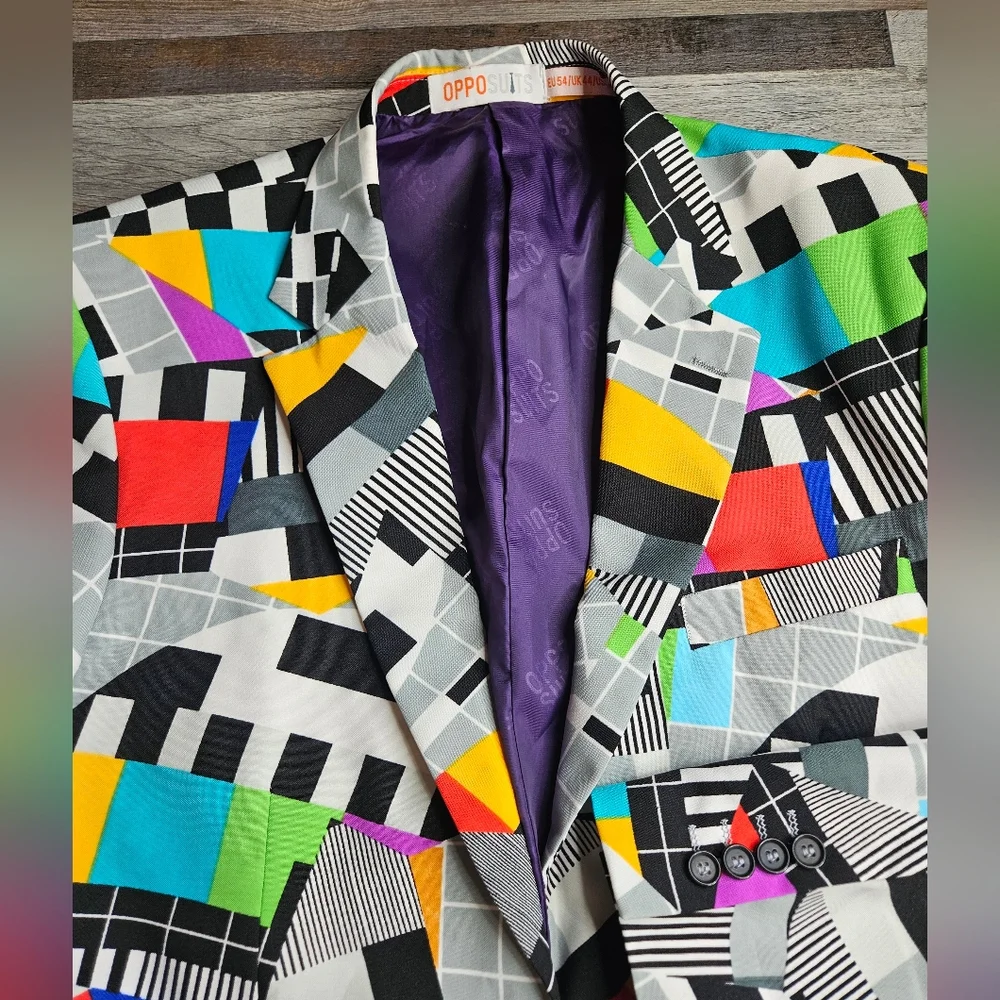 OppoSuits Slim Fit Novelty Blazer Jacket  Testival 80s Pattern Size 44 - Picture 5 of 9